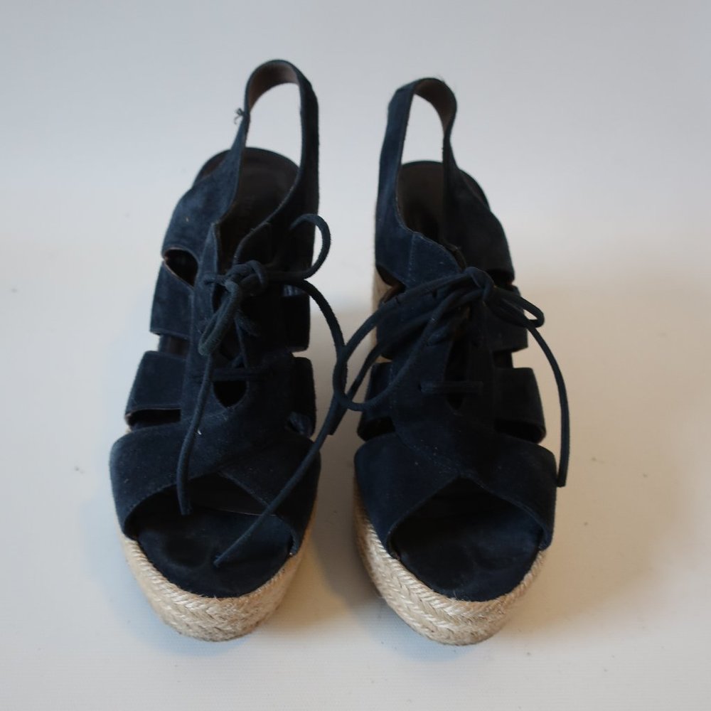 TILA MARCH PARIS SUEDE WEDGE HEELS 37 US/7 *